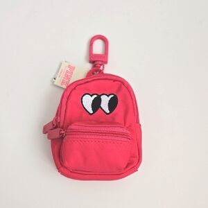 Pink Victoria's Secret Mini Backpack Keychain Charm - Pink With Heart Eyes - NWT